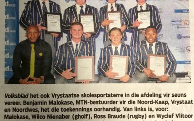 Grey wins Volksblad Junior Sports Team of Year 2018